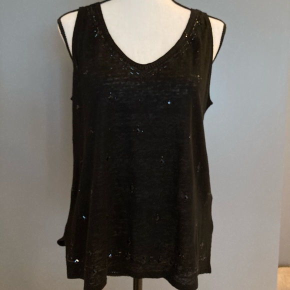 White House Black Market Tops - NWT WHBM Black tank with stone detail